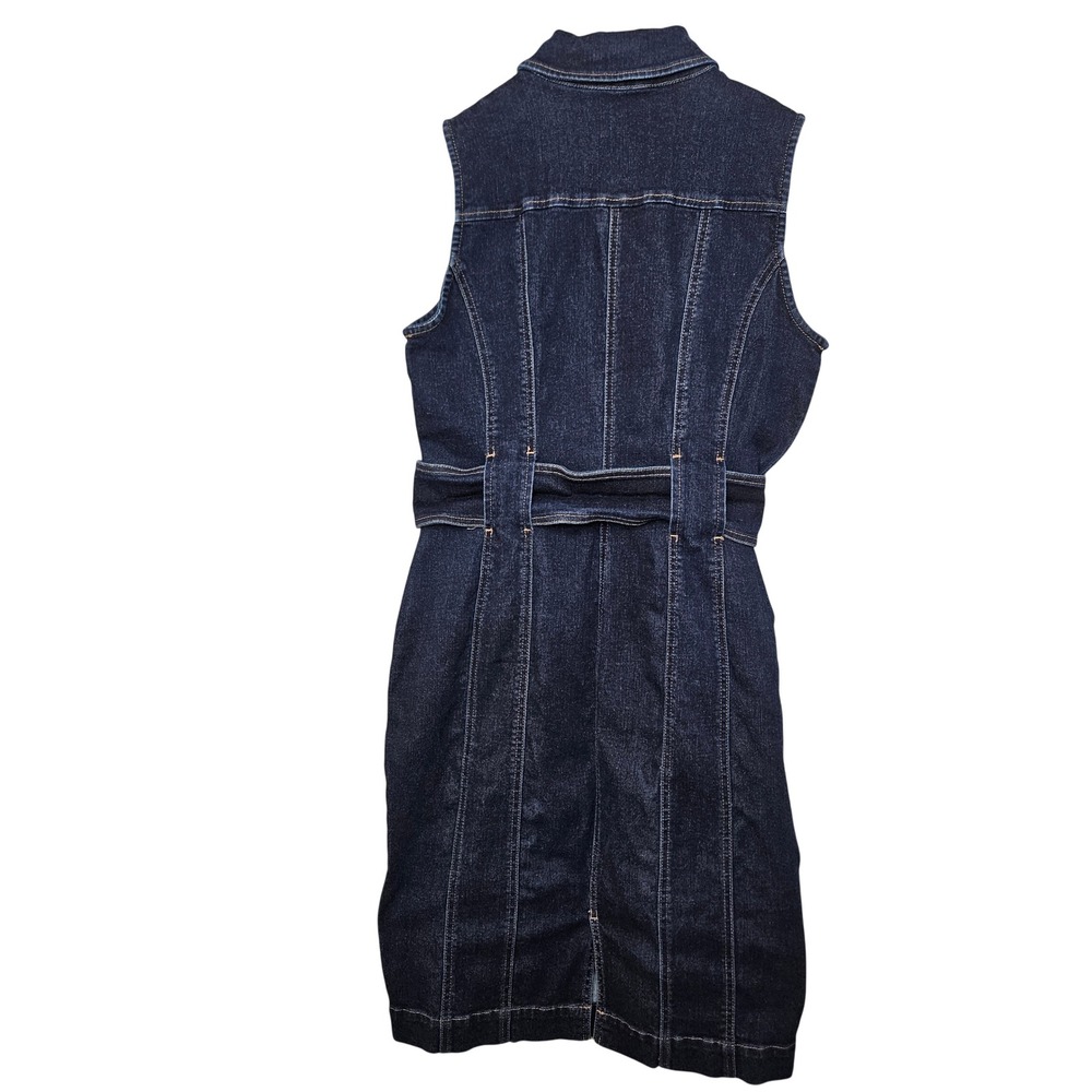 White House Black Market Dark Wash Denim Sleeveless Button Front Dress Size 6 - Picture 6 of 10